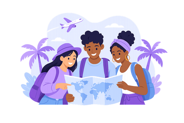 Friends planning a trip together